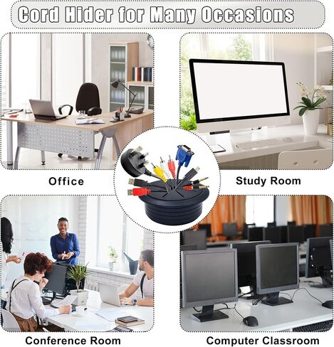 6PCS Desk Grommet,2-3/8""(60mm) Desk Hole Cover for Cables,Wire Hole Cover for Desk with Hole Saw,Office and Home Table,Desktop Equipment Wiring Management and Protection (Black) in Saudi Arabia