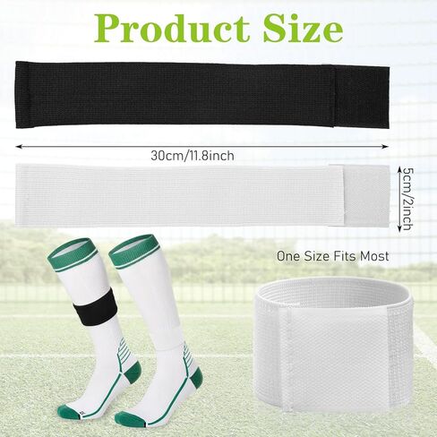 Grevosea 4 Pcs Soccer Shin Guard Straps, Adjustable Shin Guard Holders Football Sock Bands Legging Shin Fixed for Kids Youths Adults Sports Running (Black, White) in Saudi Arabia