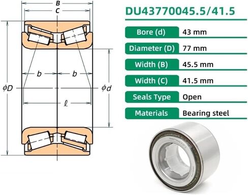 1 قطعة DU43770045.5/41.5 43KWD07 517013 السيارات محور عجلات تحمل 43x77x45.5x41.5 مللي متر مزدوج صف مدبب محامل in Saudi Arabia