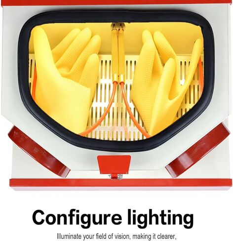 Twin Pen Sandblaster Sand Blasting Machine Large View Window LED Lamp with 2 Plasitc Cups and Drawer in Kuwait