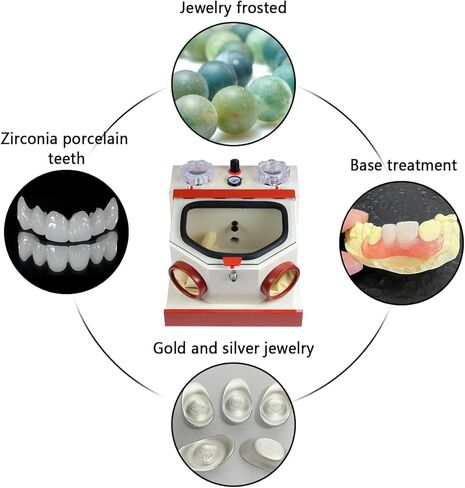 Twin Pen Sandblaster Sand Blasting Machine Large View Window LED Lamp with 2 Plasitc Cups and Drawer in Kuwait
