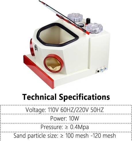 Twin Pen Sandblaster Sand Blasting Machine Large View Window LED Lamp with 2 Plasitc Cups and Drawer in Kuwait