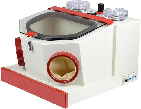 Twin Pen Sandblaster Sand Blasting Machine Large View Window LED Lamp with 2 Plasitc Cups and Drawer in Kuwait