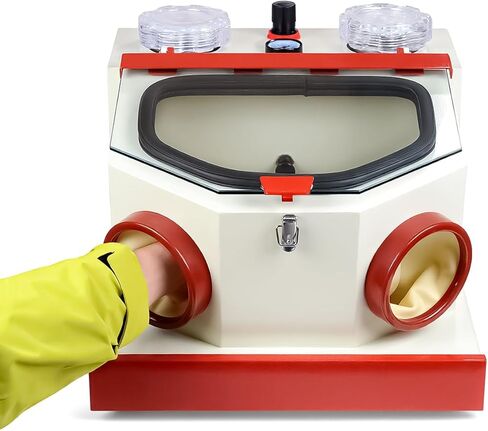 Twin Pen Sandblaster Sand Blasting Machine Large View Window LED Lamp with 2 Plasitc Cups and Drawer in Kuwait