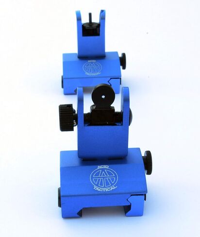Rifle Back up Iron Sights with Picatinny BUIS 2 Piece Front and Rear Duel Aperture Anodized Blue in Kuwait