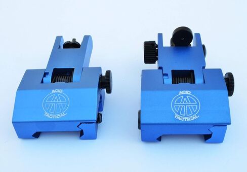 Rifle Back up Iron Sights with Picatinny BUIS 2 Piece Front and Rear Duel Aperture Anodized Blue in Kuwait