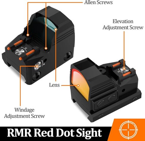 RMR ريد دوت البصر، تكتيكي 20 ملم ريد دوت البصر 2MOA نطاق المسدس سطوع قابل للتعديل لتركيب غلوك، جبل السكك الحديدية تحويل نقطة حمراء نطاق سطوع قابل للتعديل لمسدس المسدس in Kuwait