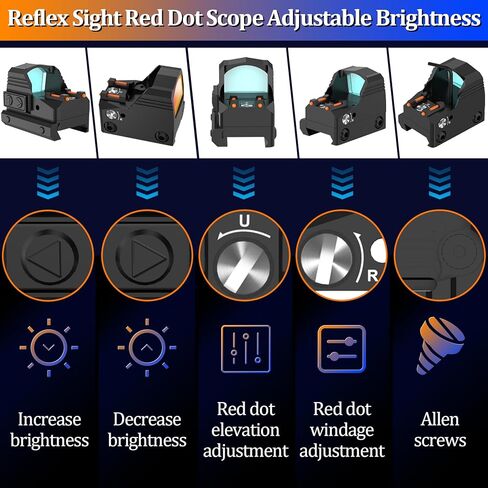 RMR ريد دوت البصر، تكتيكي 20 ملم ريد دوت البصر 2MOA نطاق المسدس سطوع قابل للتعديل لتركيب غلوك، جبل السكك الحديدية تحويل نقطة حمراء نطاق سطوع قابل للتعديل لمسدس المسدس in Kuwait