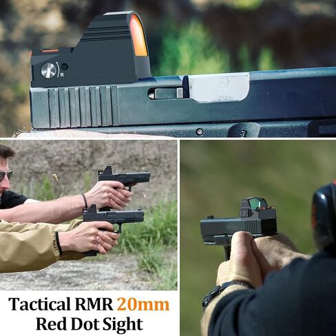 RMR ريد دوت البصر، تكتيكي 20 ملم ريد دوت البصر 2MOA نطاق المسدس سطوع قابل للتعديل لتركيب غلوك، جبل السكك الحديدية تحويل نقطة حمراء نطاق سطوع قابل للتعديل لمسدس المسدس in Kuwait