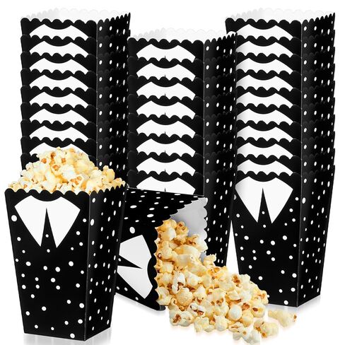 24 قطعة من صناديق الفشار للأفلام القوطية من جيلبروب، هدايا لحفلات أعياد الميلاد، باللون الأسود والأبيض القوطي، صناديق الفشار والوجبات الخفيفة، صناديق حلوى الرعب المخيف، مستلزمات حفلات الأفلام in Kuwait