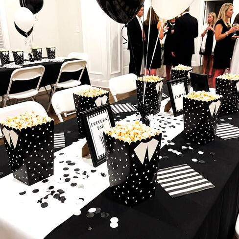 24 قطعة من صناديق الفشار للأفلام القوطية من جيلبروب، هدايا لحفلات أعياد الميلاد، باللون الأسود والأبيض القوطي، صناديق الفشار والوجبات الخفيفة، صناديق حلوى الرعب المخيف، مستلزمات حفلات الأفلام in Kuwait