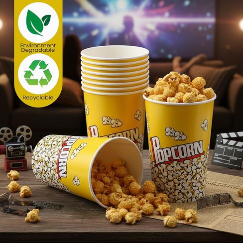 10 قطع من حاويات دلاء الفشار الورقية بوزن 46 أونصة، على الطراز القديم، أوعية الفشار للاستعمال مرة واحدة، قابلة لإعادة الاستخدام للأفلام الليلية، وحفلات أعياد الميلاد، وقضبان امتياز عيد الميلاد in Kuwait