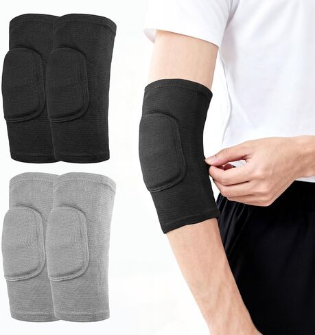 2 Pair Volleyball Elbow Pads, Breathable Arm Brace Pads, Anti-Collision Elbow Protector Sleeve Wraps with Padded Soft Support Cushion for Tennis Basketball in Saudi Arabia