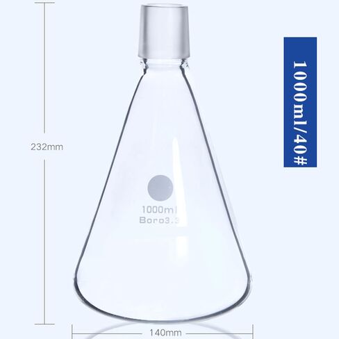 250ml 500ml 1000ml 2000ml Glass Ground Mouth Conical Flask for Sand Core Filtration Kit Labrotary Experiment(250ml 40-38) in Saudi Arabia
