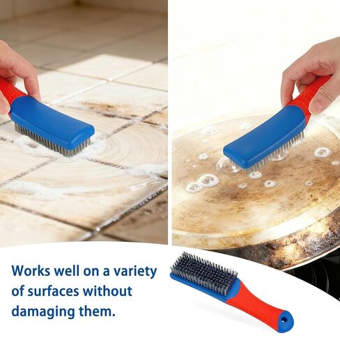 Wire Brushes for Cleaning - Steel Wire Scratch Brush for Metal Rust Cleaning,Paint Scrubbing with Rubber Covered Handle in Saudi Arabia