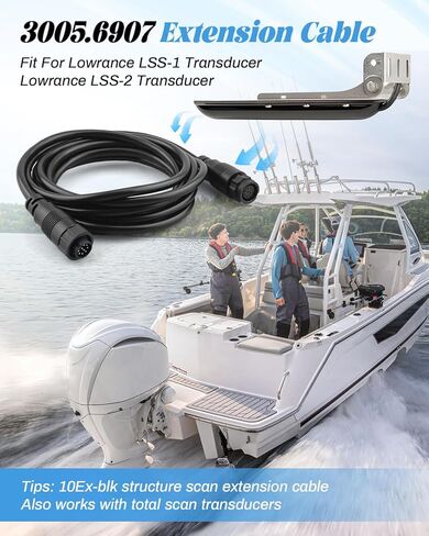 000-00099-006 Extension Cable 9 Pin 10ft Fit for Lowrance LSS-1 LSS-2 Structure scan transducer Replace 00000099006, 3005.6907, 30056907 in Saudi Arabia
