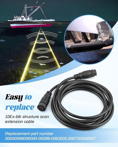 000-00099-006 Extension Cable 9 Pin 10ft Fit for Lowrance LSS-1 LSS-2 Structure scan transducer Replace 00000099006, 3005.6907, 30056907 in Saudi Arabia