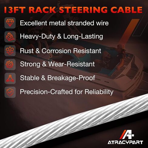 ATRACYPART Back Mount Rack-and-Pinion Boat Steering Cable Kit 13FT – SS14113 Marine Steering System for Outboard & Stern Drive Engines, Compatible with Seastar/Teleflex Back Mount Rack Steering in Saudi Arabia