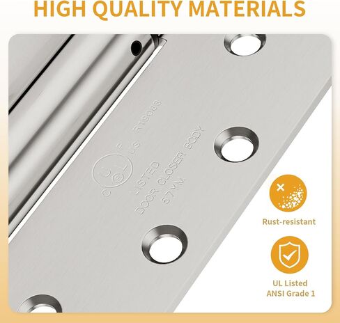 Luxbaro 3 Pack Self Closing Door Hinges, 4.5" x 4.5" Spring Loaded Hinges with Square Corners, Adjustable Tension for Garage, Front Door, Back Door, for Left and Right Hand Door, UL Listed in Saudi Arabia