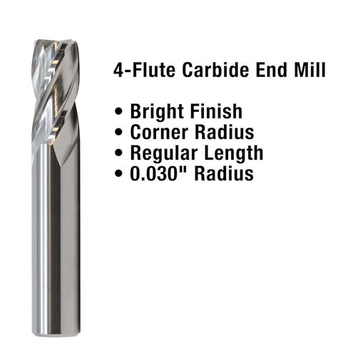 1/4 بوصة قطر × 1/4 بوصة عرقوب 0.045 بوصة نصف قطر 4 فلوت طول زاوية منتظم نصف قطر مطحنة نهاية كربيد السلسلة الزرقاء in Kuwait