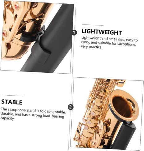 حامل ساكسفون تينور قابل للطي حامل ساكسفون محمول مع رف سطح المكتب أسود لتخزين وأداء تينور ساكس in Kuwait