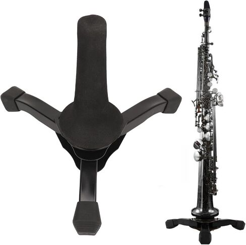 Soprano Saxophone Stand, Foldable Portable Sax Tripod Holder for Clarinet Flute Oboe Trumpet, Adjustable Height with Rubber - Capped Metal Legs for Wind Instruments in Kuwait