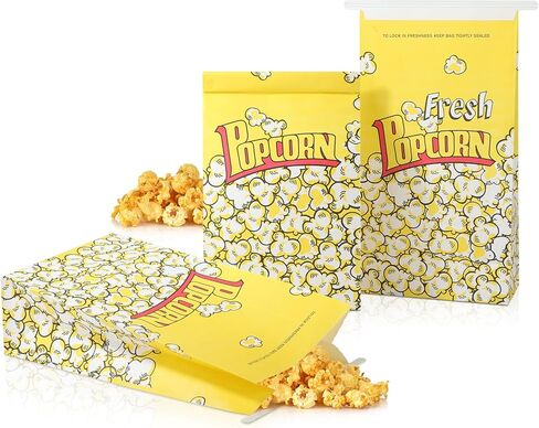 50 عبوة من أكياس الفشار الورقية مع قفل من القصدير مقاس 9.1x5.9x2.8 بوصة أكياس طعام المخبوزات لمستلزمات آلة الفشار in Kuwait