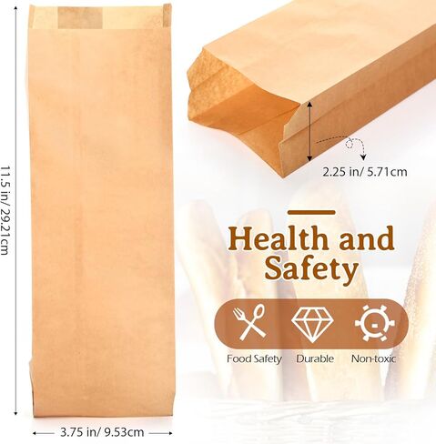 150 Pack Baguette Kraft Bags, Bread Packing Bags 11.5 x 3.75 x 2.25 Inch Kraft Wine Paper Bakery Storage Loaf Storage Sacks for Homemade, French Bread, Sandwich in Saudi Arabia