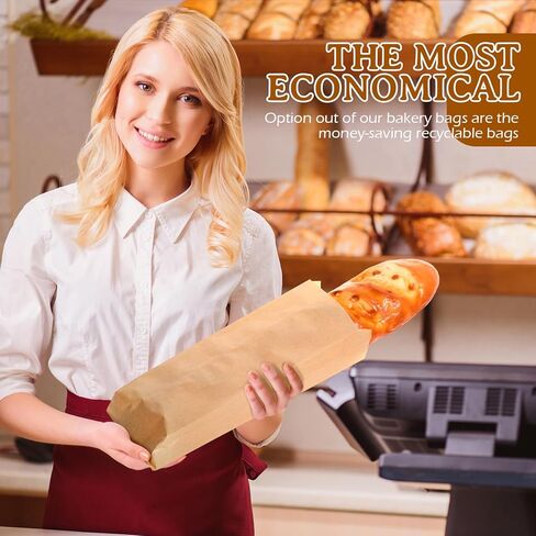 150 Pack Baguette Kraft Bags, Bread Packing Bags 11.5 x 3.75 x 2.25 Inch Kraft Wine Paper Bakery Storage Loaf Storage Sacks for Homemade, French Bread, Sandwich in Saudi Arabia