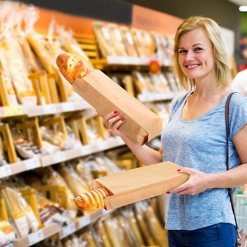 150 Pack Baguette Kraft Bags, Bread Packing Bags 11.5 x 3.75 x 2.25 Inch Kraft Wine Paper Bakery Storage Loaf Storage Sacks for Homemade, French Bread, Sandwich in Saudi Arabia