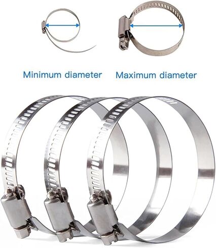 Clamps,Hose Clamps, 5/10PCS Stainless Steel Hose Clamps Adjustable 6 To 152mm Combination Set Metal For Pipes, Etc in Saudi Arabia
