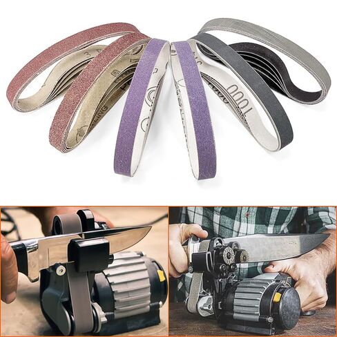 أحزمة صنفرة مقاس 1/2 بوصة × 18 بوصة، 30 قطعة و6 حبيبات (80/120/240/400/1000/3000) - أحزمة زركونيا وألومينا وكربيد السيليكون لأجهزة وين وريوبي وأسترو وإنجرسول إير وآلات صنفرة التفاصيل - الطحن وإزالة الأزيز والتلميع in Kuwait