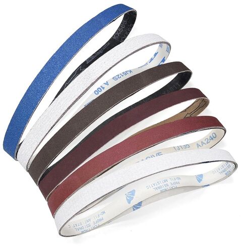 مجموعة حزام صنفرة مقاس 1 × 30 بوصة، 24 قطعة 6 حبيبات (4 قطع لكل واحدة) لتلميع سكين الخشب المعدني والحرف اليدوية اليدوية، استبدال حزام طاحونة مقاعد البدلاء المنزلية in Kuwait