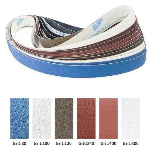 مجموعة حزام صنفرة مقاس 1 × 30 بوصة، 24 قطعة 6 حبيبات (4 قطع لكل واحدة) لتلميع سكين الخشب المعدني والحرف اليدوية اليدوية، استبدال حزام طاحونة مقاعد البدلاء المنزلية in Kuwait