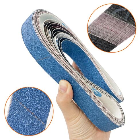 مجموعة حزام صنفرة مقاس 1 × 30 بوصة، 24 قطعة 6 حبيبات (4 قطع لكل واحدة) لتلميع سكين الخشب المعدني والحرف اليدوية اليدوية، استبدال حزام طاحونة مقاعد البدلاء المنزلية in Kuwait