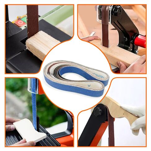 مجموعة حزام صنفرة مقاس 1 × 30 بوصة، 24 قطعة 6 حبيبات (4 قطع لكل واحدة) لتلميع سكين الخشب المعدني والحرف اليدوية اليدوية، استبدال حزام طاحونة مقاعد البدلاء المنزلية in Kuwait