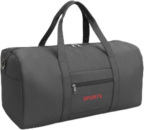 Sports Duffel Bag, Large Capacity Gym Travel Bag with Shoulder Strap, Charcoal Gray Canvas with Front Zip Pocket in Saudi Arabia