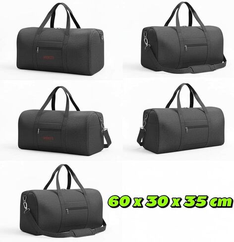 Sports Duffel Bag, Large Capacity Gym Travel Bag with Shoulder Strap, Charcoal Gray Canvas with Front Zip Pocket in Saudi Arabia