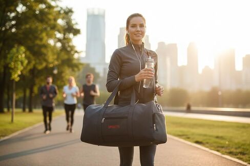 Sports Duffel Bag, Large Capacity Gym Travel Bag with Shoulder Strap, Charcoal Gray Canvas with Front Zip Pocket in Saudi Arabia