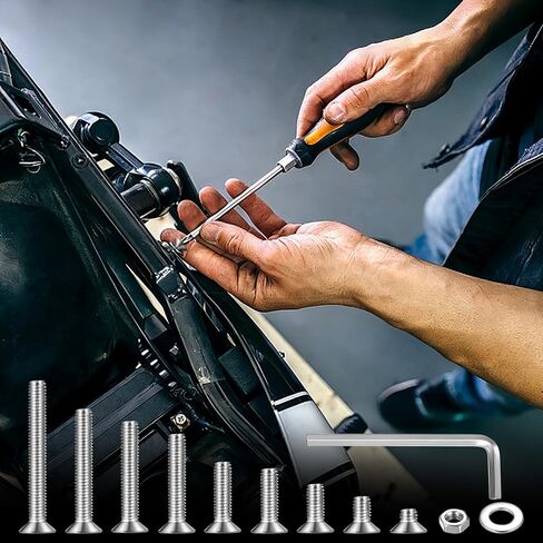 مجموعة مسامير براغي M3 M4 M5 M6 M8، 155-1144 قطعة، مجموعة متنوعة من المقبس السداسي المسطح برأس غاطس، غسالات صواميل براغي الآلة مع مفتاح ألين لإصلاح الأثاث الإلكتروني (فضي) (1111، M3) in Kuwait