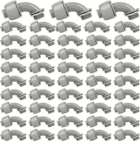 موصلات القناة، موصل سائل محكم 3/4 بوصة NPT غير معدني لتركيبات القنوات الكهربائية المرنة البلاستيكية، 90 درجة، مدرج في قائمة UL لأدوات الأنابيب المنزلية الخارجية، رمادي (16 حزمة) in Kuwait