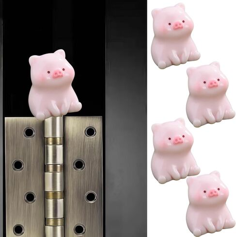 Cute Mini Creative Sitting Pig Hinge Heads Decorative Topper Set 4PCS, Home Decoration,Magnetic Hinge Head Toppers Door Hinge in Saudi Arabia