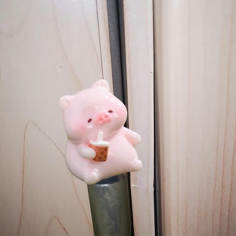 Cute Mini Creative Piggy Drinking Milk Tea Hinge Heads Decorative Topper Set 4PCS, Home Decoration,Magnetic Hinge Head Toppers Door Hinge in Saudi Arabia