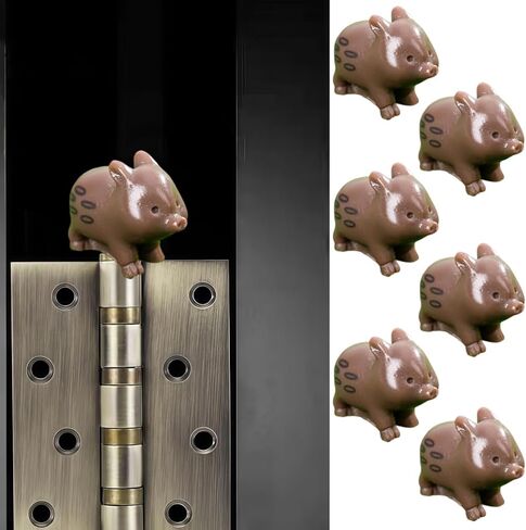 Cute Mini Creative Forest Animals, Dark Brown Wild Boars Hinge Heads Decorative Topper Set 6PCS, Home Decoration,Magnetic Hinge Head Toppers Door Hinge in Saudi Arabia