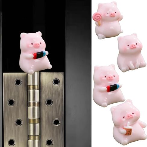 Cute Mini Creative Piglet Hinge Heads Decorative Topper Set 4PCS, Home Decoration,Magnetic Hinge Head Toppers Door Hinge in Saudi Arabia