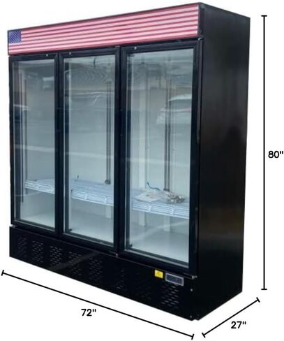 ثلاجة تجارية زجاجية بثلاثة أبواب متأرجحة NSF مبرد عرض المشروبات مبرد المشروبات، معتمد من ETL، NSF، قائم، سعة 69 قدم مكعب، عرض 74 بوصة، لوحة عرض علوية 110 فولت CLG-1320BF in Kuwait