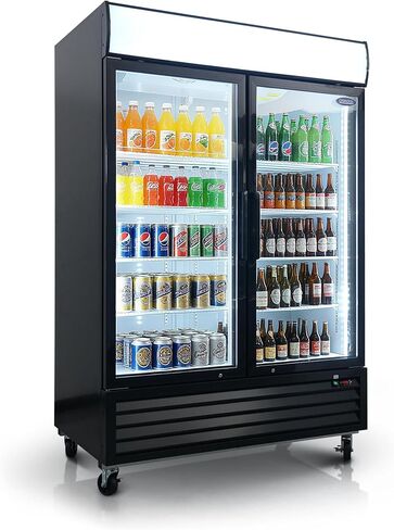 ثلاجة تجارية بباب زجاجي مقاس 54 بوصة، سعة 47.7 قدم مكعب، 32 درجة فهرنهايت ~ 44 درجة فهرنهايت، ثلاجة عرض تجارية للمشروبات مع لوحة علوية LED in Kuwait