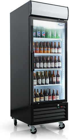 54" W Glass Door Merchandiser Refrigerator 47.7 Cu.ft 32℉ ~ 44℉ Commercial Display Beverage Fridge with LED Top Panel in Saudi Arabia