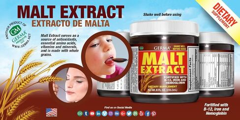 Germa Malt Extract Liquid Supplement - Pure Concentrated Barley Malt - 8 fl oz (236ml) in Kuwait