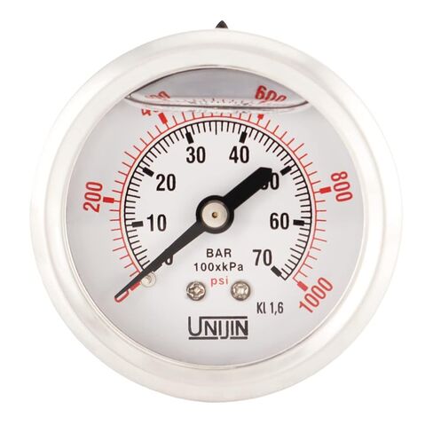 P251 Series 2" Dial, Oil Filled Pressure Gauge w/Brass Internals, 0-1000 PSI/kPa, ±1.6% Accuracy, 1/8" NPT, Back Mount in Saudi Arabia